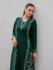 BrandsInn-3PC LAWN EMBROIDERED SHIRT WITH CHIFFON EMBROIDERED DUPATTA AND TROUSER-BI-4827