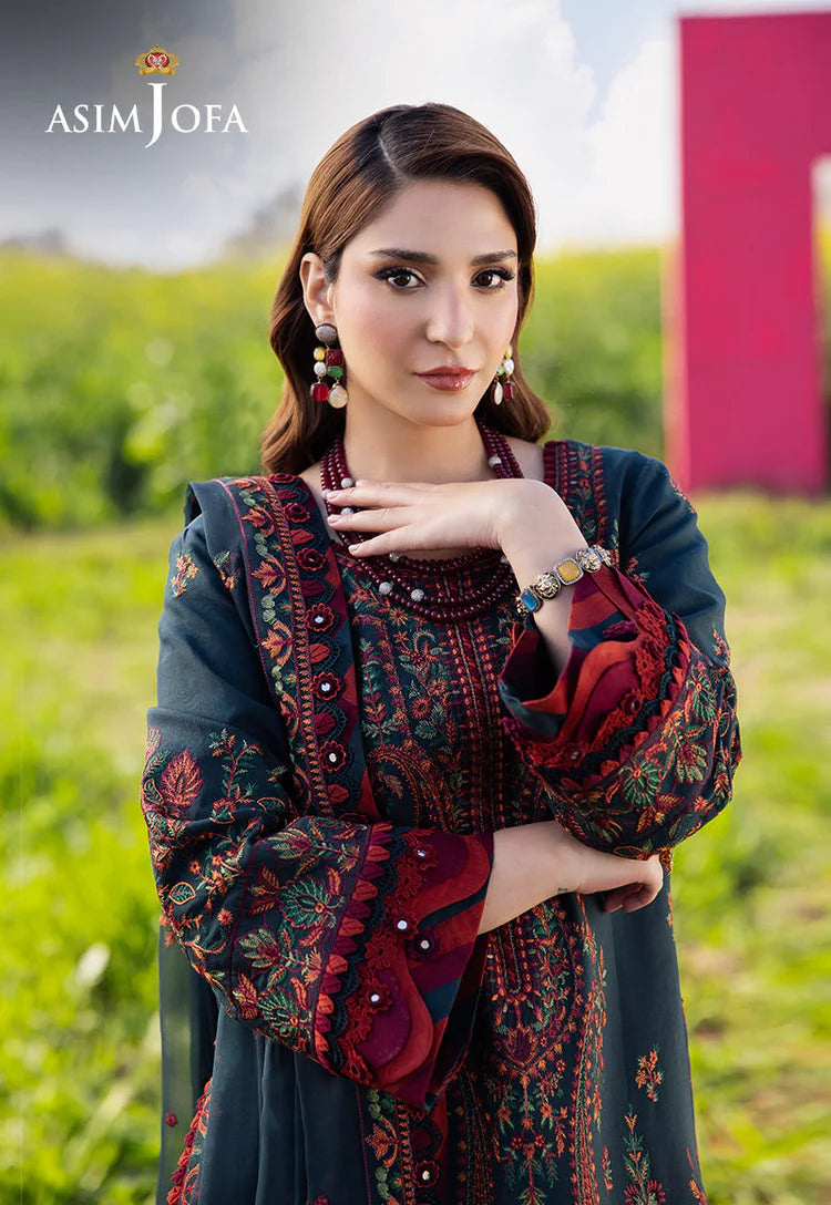 BrandsInn-3PC DHANAK EMBROIDERED SHIRT WITH DHANAK EMBROIDERED SHAWL AND TROUSER -BI-4191