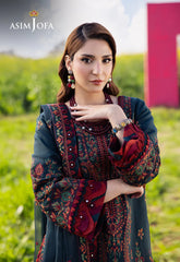 BrandsInn-3PC DHANAK EMBROIDERED SHIRT WITH DHANAK EMBROIDERED SHAWL AND TROUSER -BI-4191