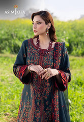 BrandsInn-3PC DHANAK EMBROIDERED SHIRT WITH DHANAK EMBROIDERED SHAWL AND TROUSER -BI-4191