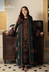 BrandsInn-3PC DHANAK EMBROIDERED SHIRT WITH DHANAK EMBROIDERED SHAWL AND TROUSER-BI-5206
