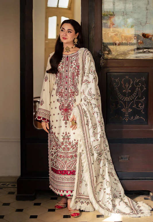 BrandsInn-3PC DHANAK SEQUENCE EMBROIDERED SHIRT WITH DHANAK EMBROIDERED SHAWL & DHANAK TOUSER-BI-440