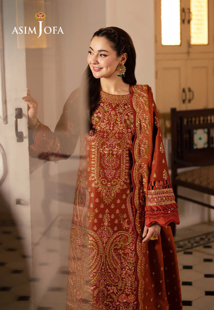 BrandsInn-3PC KARANDI SEQUIN EMBROIDERED SHIRT WITH KARANDI EMBROIDERED SHAWL AND TROUSER -BI-4330