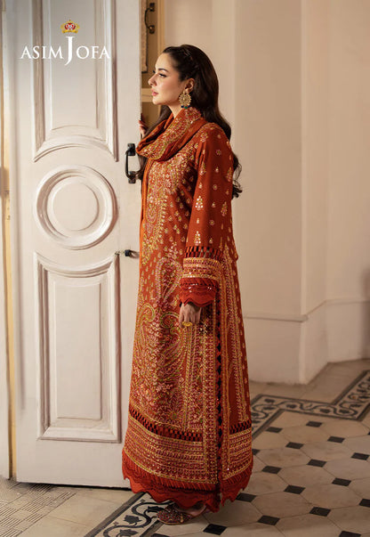 BrandsInn-3PC KARANDI SEQUIN EMBROIDERED SHIRT WITH KARANDI EMBROIDERED SHAWL AND TROUSER -BI-4330