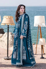BrandsInn-3PC DHANAK HEAVY EMBROIDERED SHIRT WITH DHANAK EMB SHAWL AND EMB TROUSER-BI-5137
