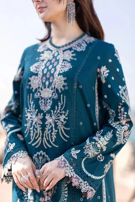 BrandsInn-3PC DHANAK EMBROIDERED SHIRT WITH DHANAK EMBROIDERED SHAWL AND TROUSER-BI-4021