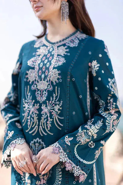 BrandsInn-3PC DHANAK EMBROIDERED SHIRT WITH DHANAK EMBROIDERED SHAWL AND TROUSER-BI-4021