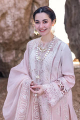 BrandsInn-3PC LAWN LASERCUTWORK EMBROIDERED SHIRT WITH KHAADI NET EMBROIDERED DUPATTA AND TROUSER-BI-4726