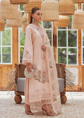 BrandsInn-3PC LAWN LASERWORK EMBROIDERED SHIRT WITH CHIFFON PRINTED EMBROIDERED DUPATTA AND TROUSER-BI-4648