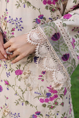 BrandsInn-3PC LAWN PRINTED CHIKAN EMB SHIRT WITH SILK PRINTED DUPATTA AND TROUSER-BI-031