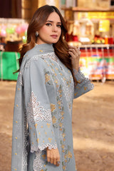 BrandsInn-3PC LAWN EMBROIDERED SHIRT WITH CHIFFON EMBROIDRED DUPATTA & EMB TROUSER-BI-4790