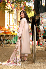 BrandsInn-3PC LAWN EMBROIDERED SHIRT WITH KHAADI NET PRINTED DUPATTA & EMB TROUSER-BI-4783