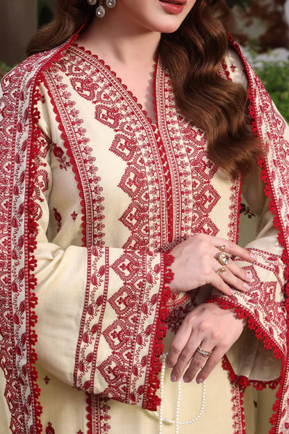 BrandsInn-3PC DHANAK EMBROIDERED SHIRT WITH DHANAK EMBROIDERED SHAWL & TROUSER-BI-4304