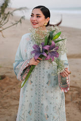 BrandsInn-3PC LAWN CHIKANKAARI EMBROIDERED SHIRT WITH KHAADI NET EMBROIDERED DUPATTA AND TROUSER-BI-4789