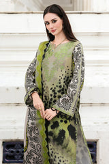BrandsInn-3PC KHADDAR PRINTED EMB SHIRT WITH KHADDAR PRINTED DUPATTA AND PRINT TROUSER-BI-