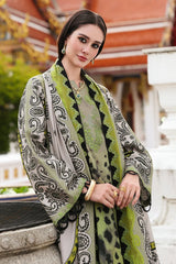 BrandsInn-3PC KHADDAR PRINTED EMB SHIRT WITH KHADDAR PRINTED DUPATTA AND PRINT TROUSER-BI-