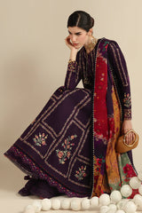 BrandsInn-3PC LAWN EMBROIDERED SHIRT WITH SILK PRINTED DUPATTA AND TROUSER-BI-4897