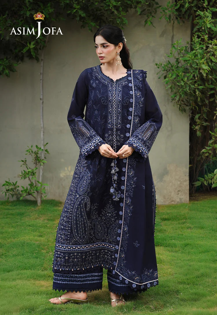 BrandsInn-3PC DHANAK EMBROIDERED SHIRT WITH DHANAK EMBROIDERED SHAWL AND EMB TROUSER-BI-5183