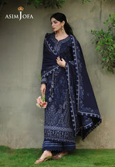 BrandsInn-3PC DHANAK EMBROIDERED SHIRT WITH DHANAK EMBROIDERED SHAWL AND EMB TROUSER-BI-5183