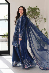 BrandsInn-3PC DHANAK EMBROIDERED SHIRT WITH CHIFFON EMBROIDERED DUPATTA AND TROUSER-BI-5109