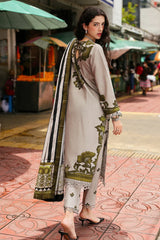 BrandsInn-3PC KHADDAR PRINTED EMB SHIRT WITH KHADDAR PRINTED DUPATTA AND PRINT TROUSER-BI-