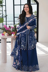 BrandsInn-3PC LAWN CHIKAN EMBROIDERED SHIRT WITH KHAADI NET EMBROIDERED DUPATTA AND EMB TROUSER-BI-4758
