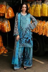 BrandsInn-3PC KHADDAR PRINTED EMB SHIRT WITH KHADDAR PRINTED DUPATTA AND PRINT TROUSER-BI-