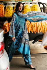 BrandsInn-3PC KHADDAR PRINTED EMB SHIRT WITH KHADDAR PRINTED DUPATTA AND PRINT TROUSER-BI-