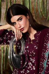 BrandsInn-3PC LAWN LASER WORK EMBROIDERED SHIRT WITH KHADDI NET EMBROIDERED DUPATTA AND TROUSER-BI-4666