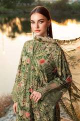 BrandsInn-3PC LAWN PRINTED EMB SHIRT WITH CHIFFON PRINT DUPATTA AND PRINT TROUSER-BI-279