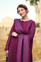 BrandsInn-3PC DHANAK EMBROIDERED SHIRT WITH COURTRAI WOOL PRINTED SHAWL AND TROUSER -BI-5188