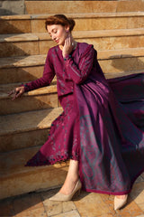 BrandsInn-3PC DHANAK EMBROIDERED SHIRT WITH COURTRAI WOOL PRINTED SHAWL AND TROUSER -BI-5188