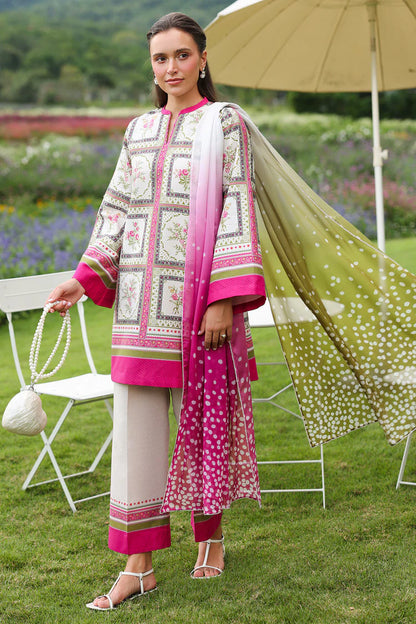 BrandsInn-3PC KHADDAR PRINTED SHIRT WITH KHADDAR PRINTED DUPATTA AND PRINTED TROUSER-BI-2625