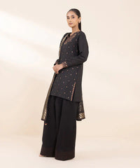 BrandsInn- 3PC DHANAK EMBROIDERED SHIRT WITH WOOL PRINT SHAWL AND TROUSER-BI-4111