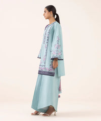 BrandsInn-3PC DHANAK EMBROIDERED SHIRT WITH COURTRAI PRINTED SHAWL AND TROUSER-BI-4294