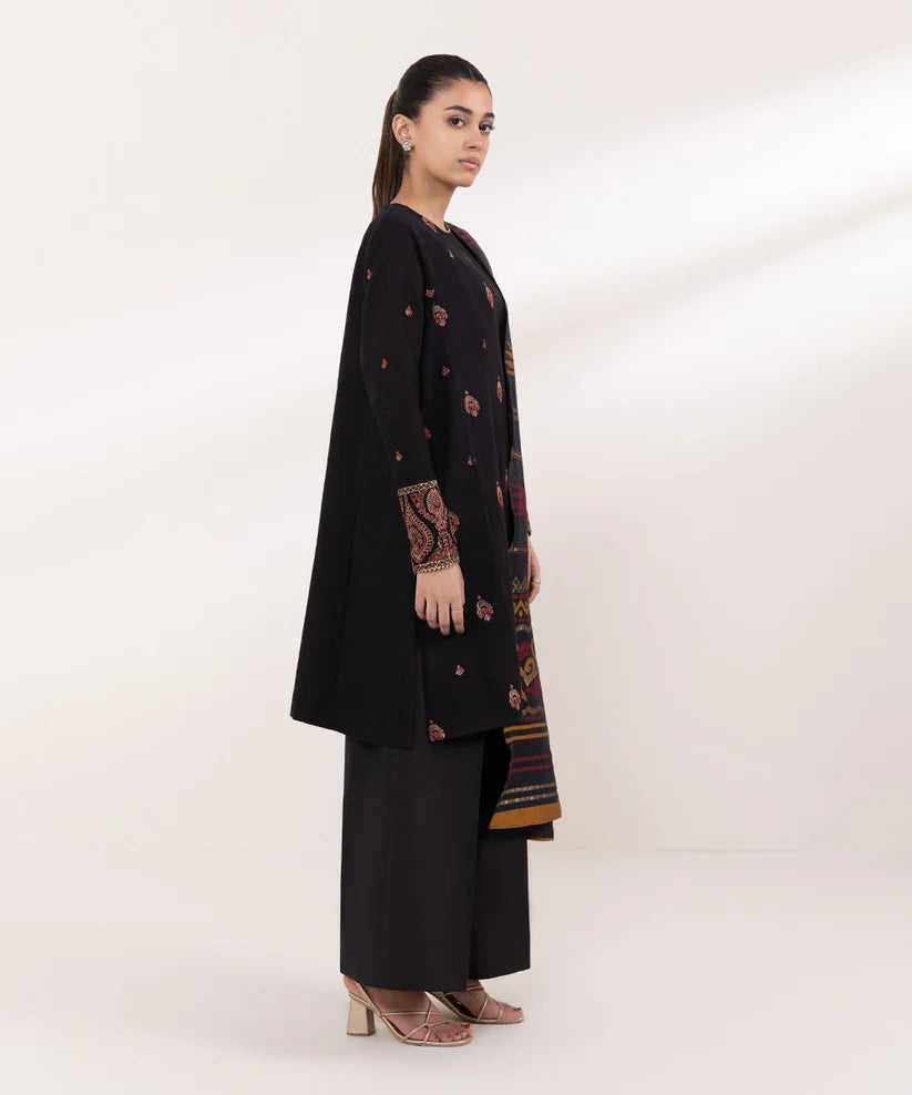 BrandsInn- 3PC LAWN EMBROIDERED SHIRT WITH MONARK PRINT DUPATTA AND TROUSER-BI-224