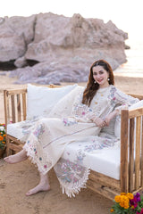 BrandsInn-3PC CHIKANKARI LAWN EMBROIDERED WITH KHADDI NET EMBROIDERED DUPATTA & TROUSER -BI-4521