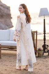 BrandsInn-3PC CHIKANKARI LAWN EMBROIDERED WITH KHADDI NET EMBROIDERED DUPATTA & TROUSER -BI-4521