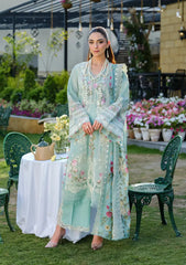 BrandsInn-3PC LAWN CHIKANKAARI EMBROIDERED SHIRT WITH CHIFFON PRINTED DUPATTA AND TROUSER-BI-4757