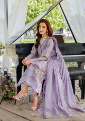 BrandsInn-3PC LAWN LASERCUTWORK EMBROIDERED SHIRT WITH KHAADI NET EMBROIDERED DUPATTA AND TROUSER -BI-4780