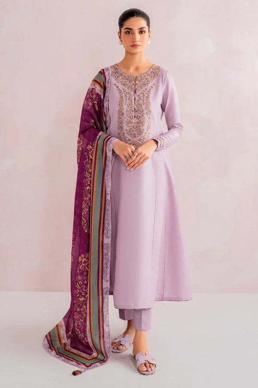 BrandsInn- 3PC LAWN EMBROIDERED SHIRT WITH MONARK PRINTED DUPATTA AND TROUSER-BI-397
