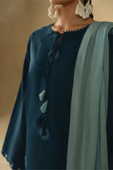 BrandsInn -3PC DHANAK EMBROIDERED SHIRT WITH CHIFFON EMBROIDERED DUPATTA AND TROUSER -BI-5173