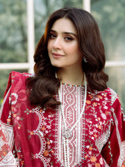 BrandsInn-3PC LAWN HEAVY EMBROIDERED SHIRT WITH KHADDI NET EMBROIDERED DUPATTA & LAWN TOUSER-BI-4724