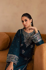 BrandsInn-2PC DHANAK SEQUIN EMBROIDERED SHIRT & EMBROIDERED TROUSER-BI-109