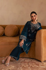 BrandsInn-2PC DHANAK SEQUIN EMBROIDERED SHIRT & EMBROIDERED TROUSER-BI-109