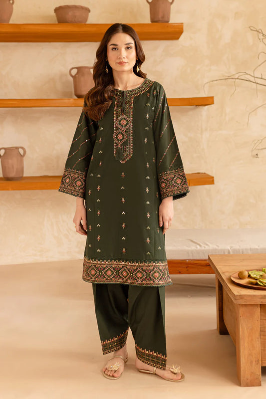 BrandsInn-2PC LAWN EMBROIDERED SHIRT WITH LAWN EMBROIDERED TROUSER-BI-267