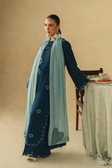 BrandsInn -3PC DHANAK EMBROIDERED SHIRT WITH CHIFFON EMBROIDERED DUPATTA AND TROUSER -BI-5173