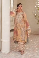 BrandsInn-3PC LAWN DIGITAL PRINTED EMB SHIRT WITH SILK PRINTED EMB DUPATTA AND PRINTED TROUSER-BI-014