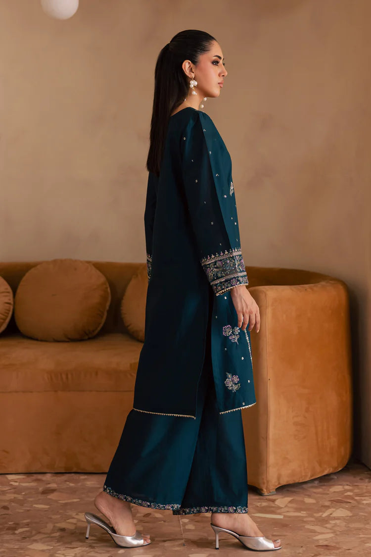 BrandsInn-2PC DHANAK SEQUIN EMBROIDERED SHIRT & EMBROIDERED TROUSER-BI-109