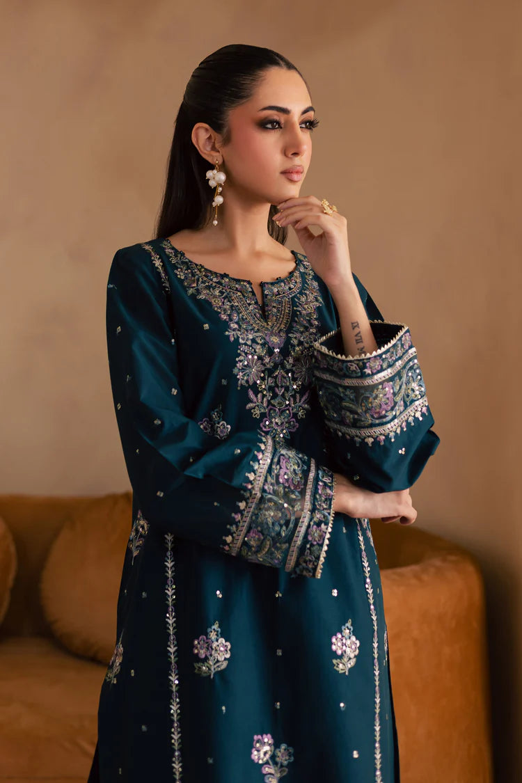 BrandsInn-2PC DHANAK SEQUIN EMBROIDERED SHIRT & EMBROIDERED TROUSER-BI-109